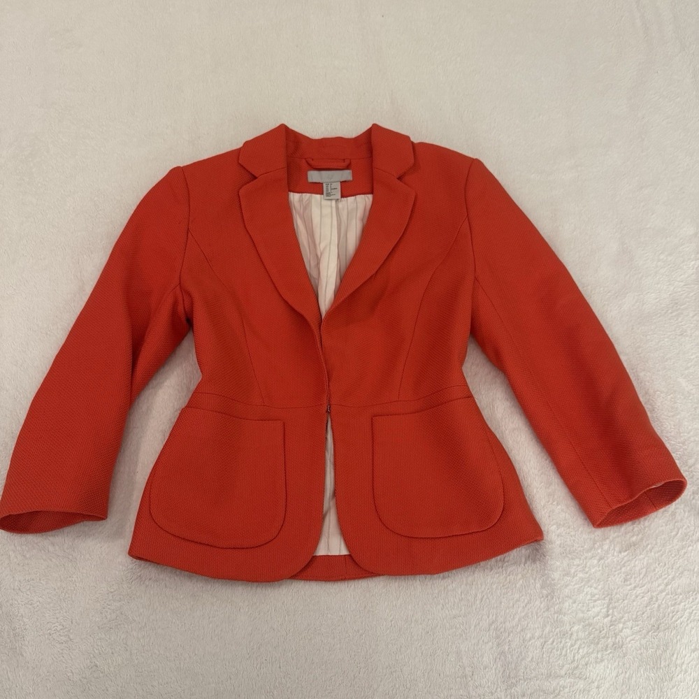 H&M Coral Pink Blazer Jacket Size EU 34 US 4 Professional‎ Workwear Feminine